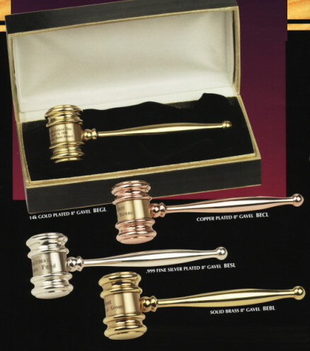Brass, Copper, Silver & Gold Gavels